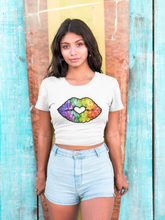 Load image into Gallery viewer, Glitter Kiss - Women's Cotton Crop Tee