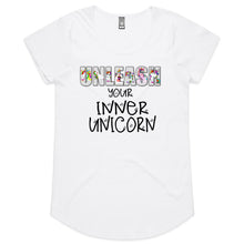 Load image into Gallery viewer, Unleashed Unicorn - Womens Cotton Scoop Neck T-Shirt
