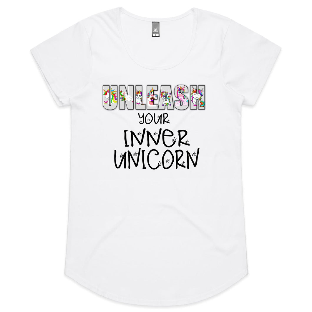 Unleashed Unicorn - Womens Cotton Scoop Neck T-Shirt