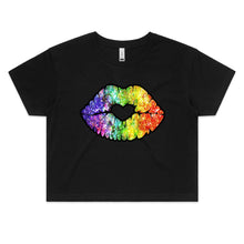 Load image into Gallery viewer, Glitter Kiss - Women&#39;s Cotton Crop Tee
