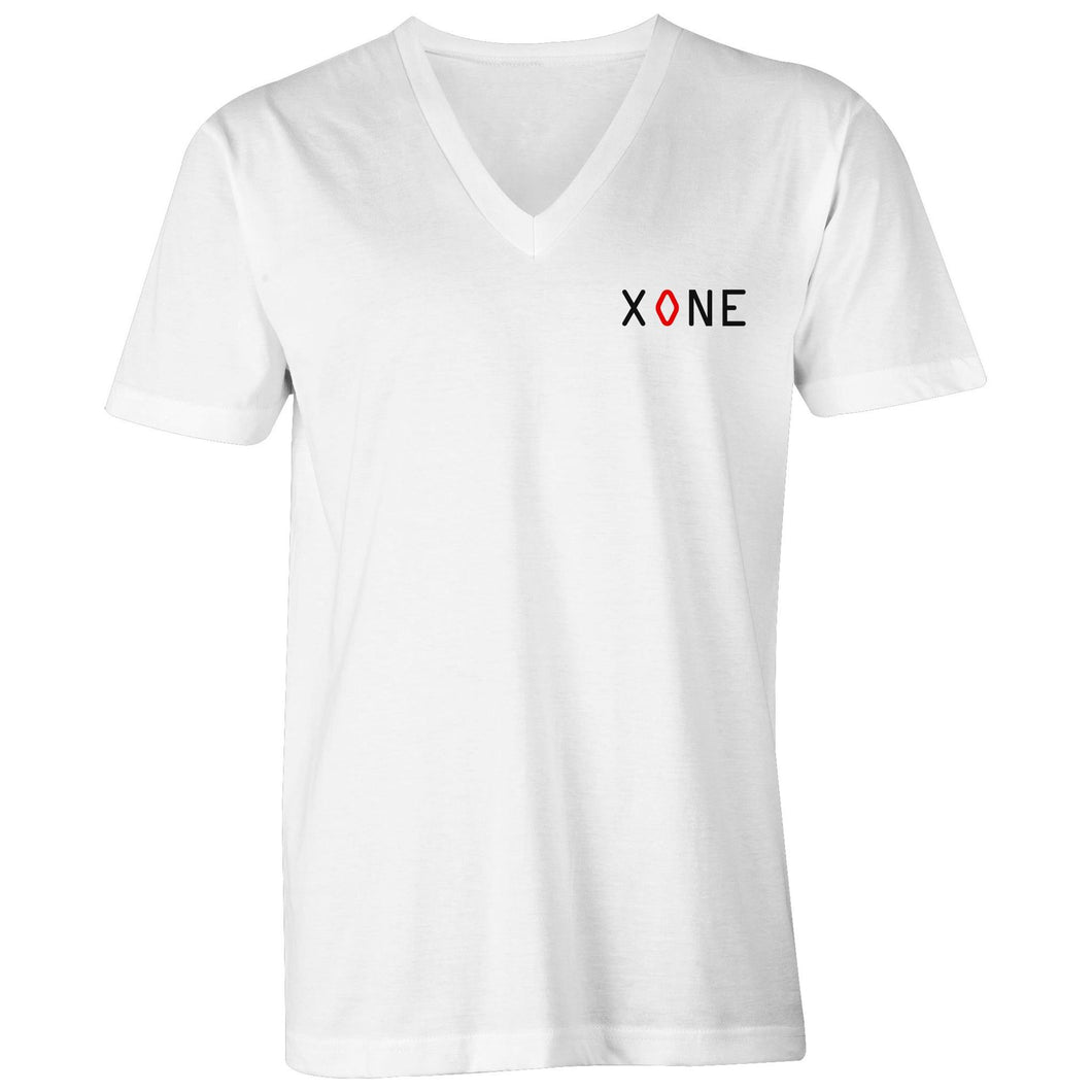 Xone Small Logo - Mens White V-Neck Tee