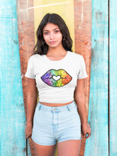 Load image into Gallery viewer, Glitter Kiss - Women&#39;s Cotton Crop Tee
